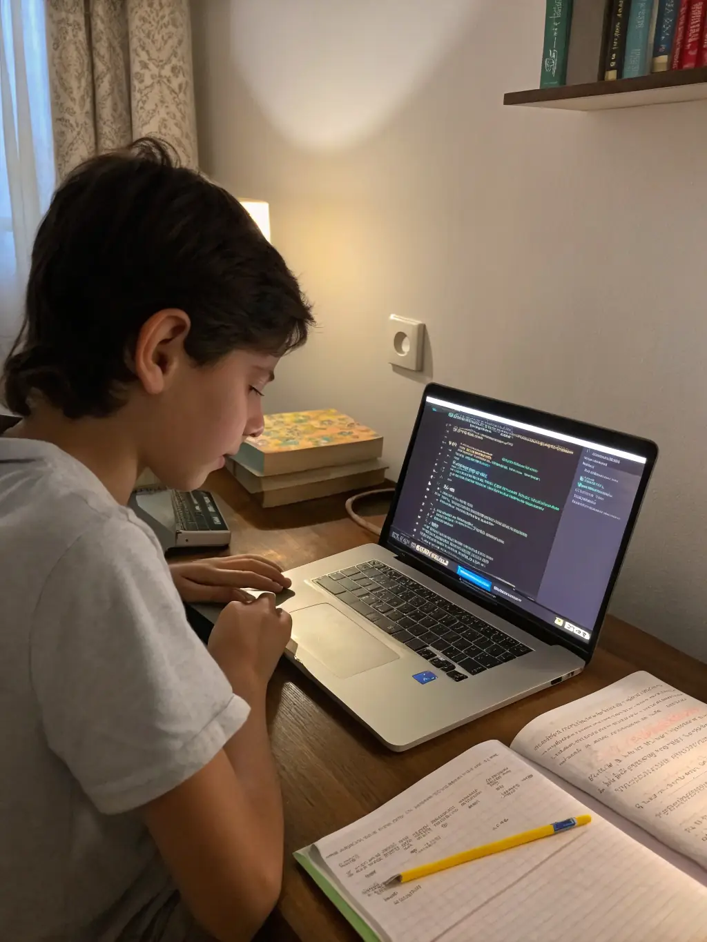 A focused shot of a student successfully debugging code on their laptop during a software engineering course at ProgramLearnUK.