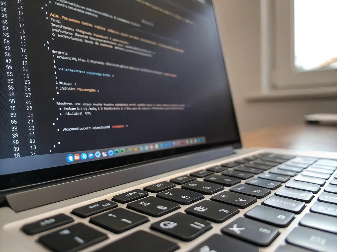 A close-up shot of a software engineer's hands typing code on a laptop, highlighting the software engineering module of ProgramLearnUK's courses.
